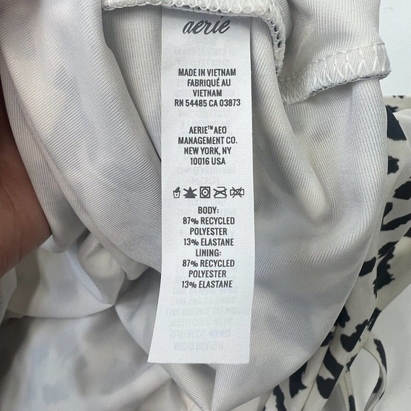 Aerie One Piece Swimsuit Sz L Cream Black Leopard Animal Print Tie Back - Picture 10 of 11